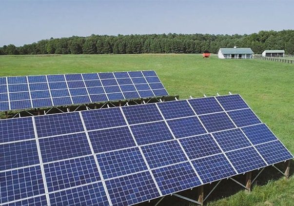 farm with solar panels